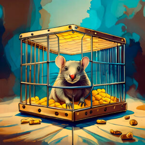 Rata en trampa jaula